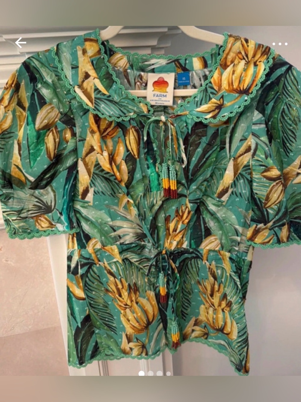 NWT Farm Rio Green Tropical Tie-Front Women's Top